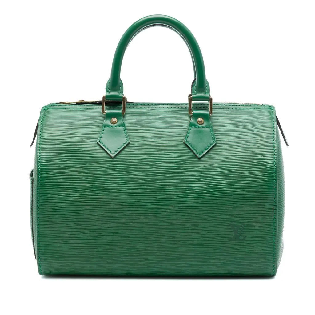 Louis Vuitton Epi Speedy 25 Green Leather Very good - Front View