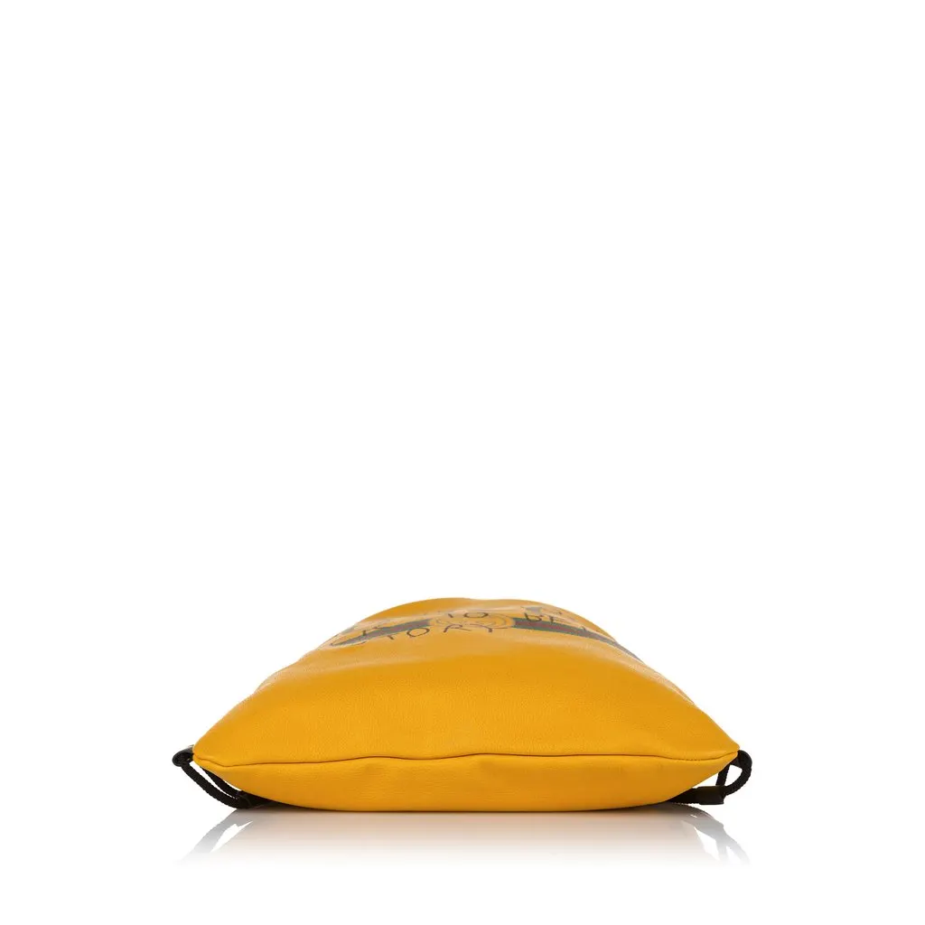 Gucci Coco Capitan Logo Drawstring Backpack Yellow Leather Very good - Model View