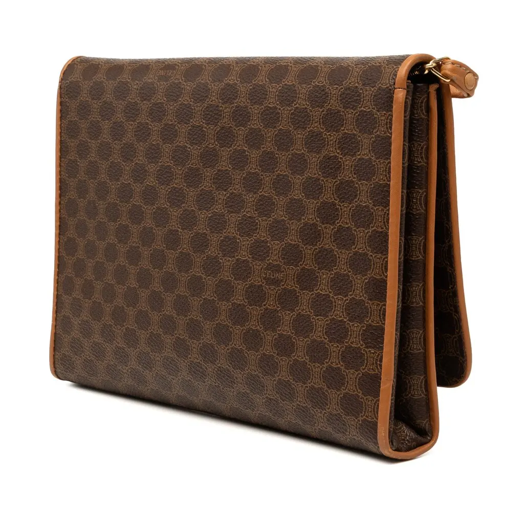 Celine Macadam Coated Canvas Crossbody Brown Good - Back View