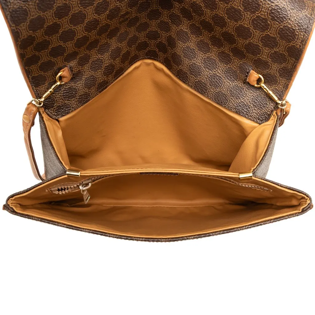 Celine Macadam Coated Canvas Crossbody Brown Good - Model View