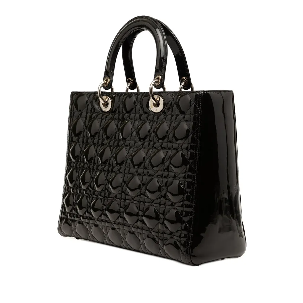 Dior Large Patent Cannage Lady Dior Black Leather Very good - Back View