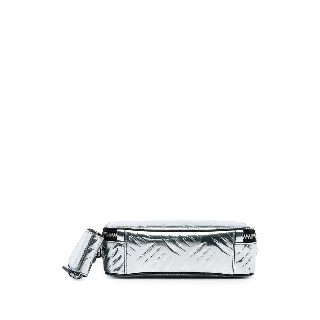 Prada Metallic Spazzolato Embossed Leather Brique Crossbody Silver Leather Very good - Inside View