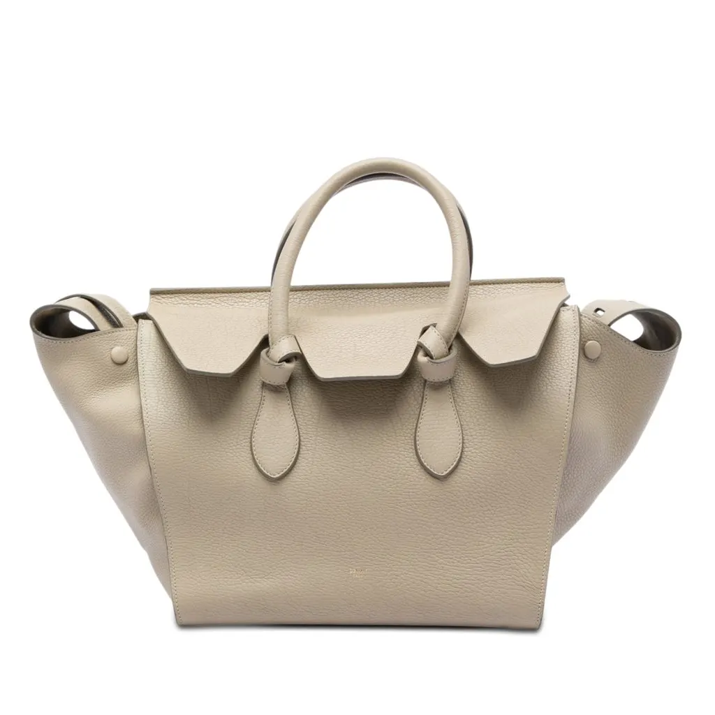 Celine Medium Grained Calfskin Tie Knot Tote Brown Leather Very good - Front View