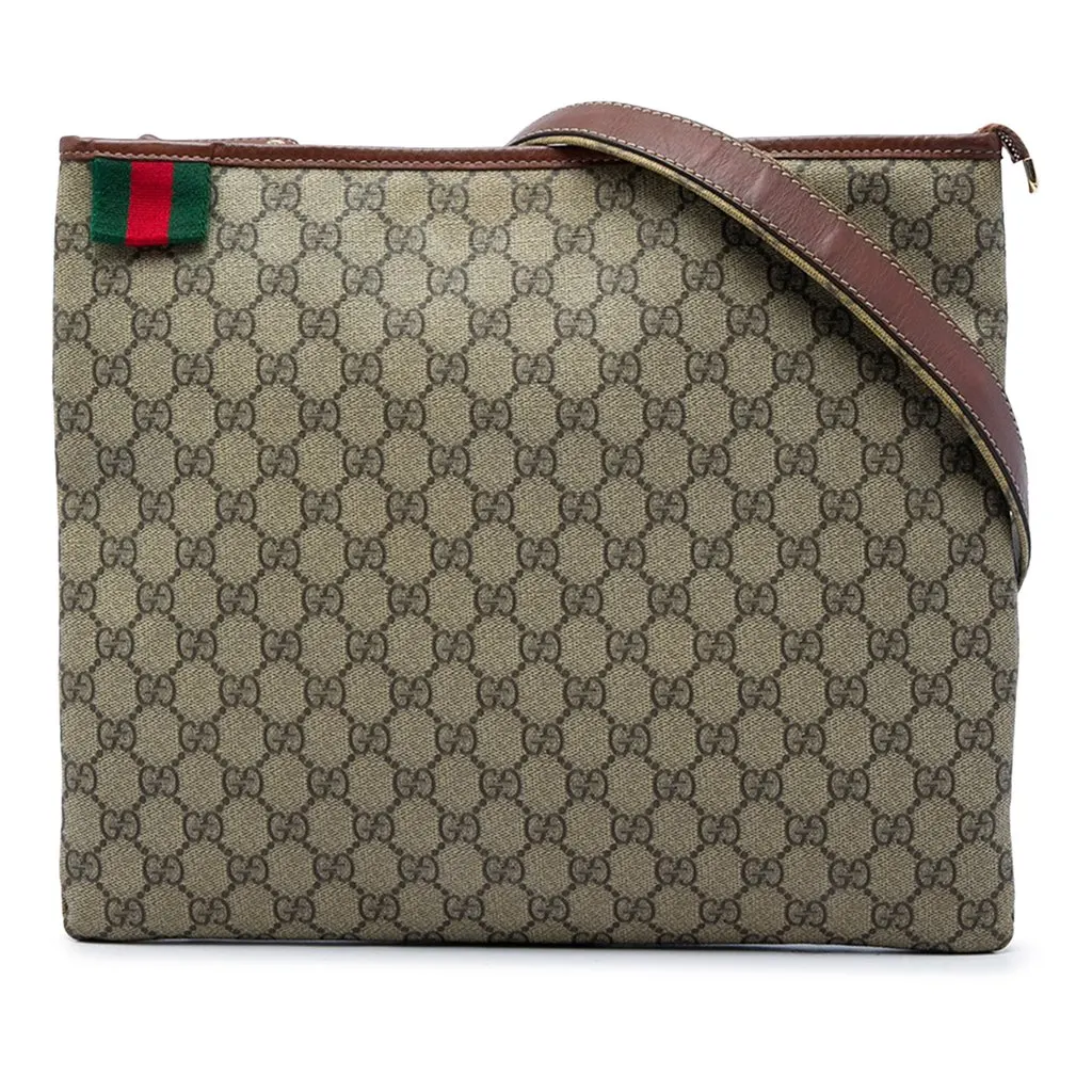 Gucci GG Supreme Web Crossbody Beige Canvas Very good - Front View