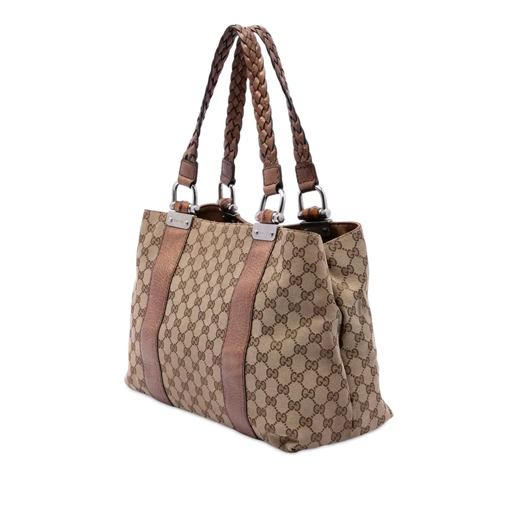 Gucci Medium GG Canvas Bamboo Libeccio Tote Beige Very good - Back View