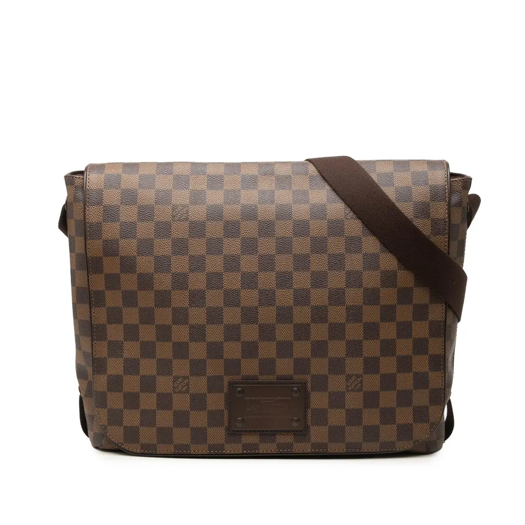 Louis Vuitton Damier Ebene Brooklyn MM Brown Canvas Good - Front View