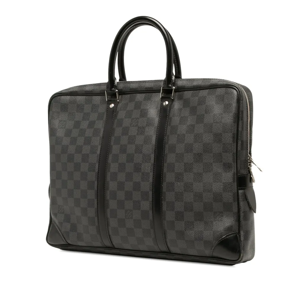 Louis Vuitton Damier Graphite Porte Documents Voyage PM Black Canvas Very good - Back View