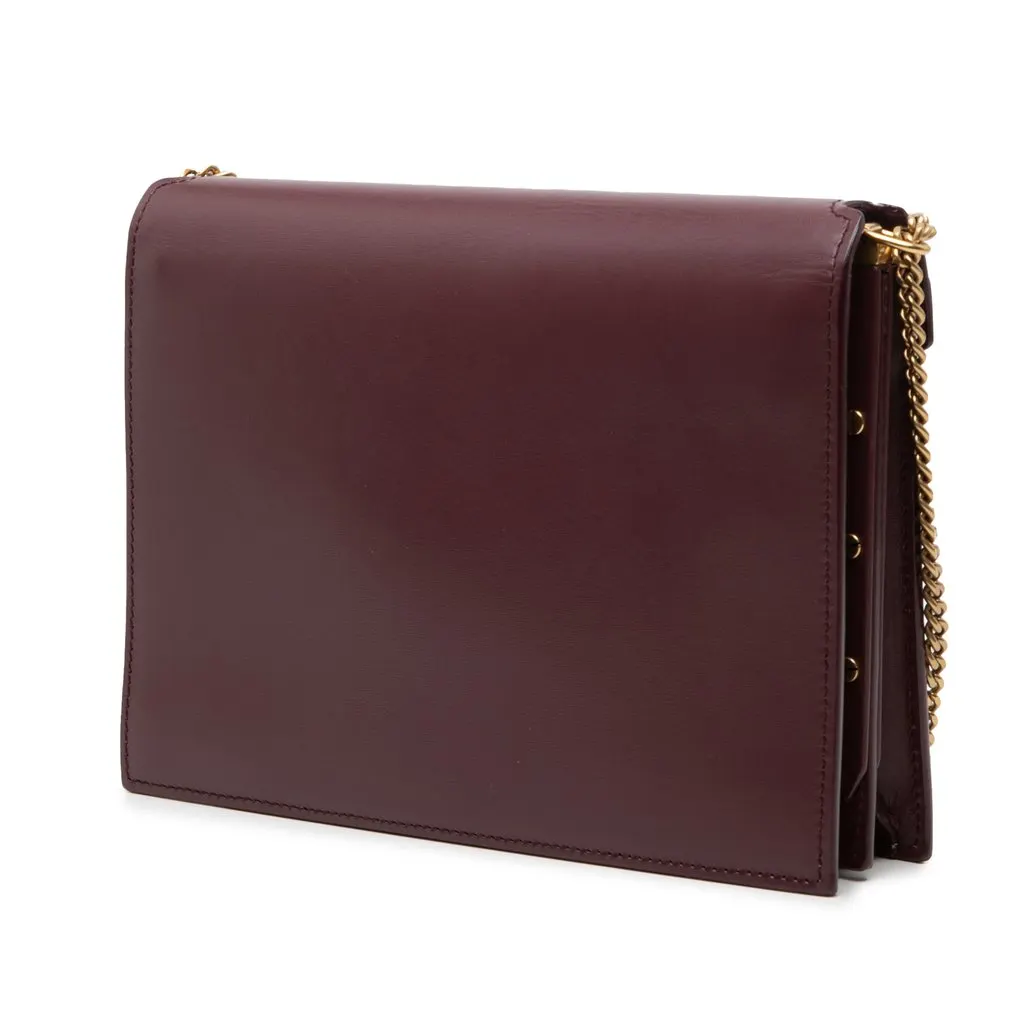 Saint Laurent Smooth Calfskin Monogram Cassandra Clasp Bag Red Leather Very good - Back View