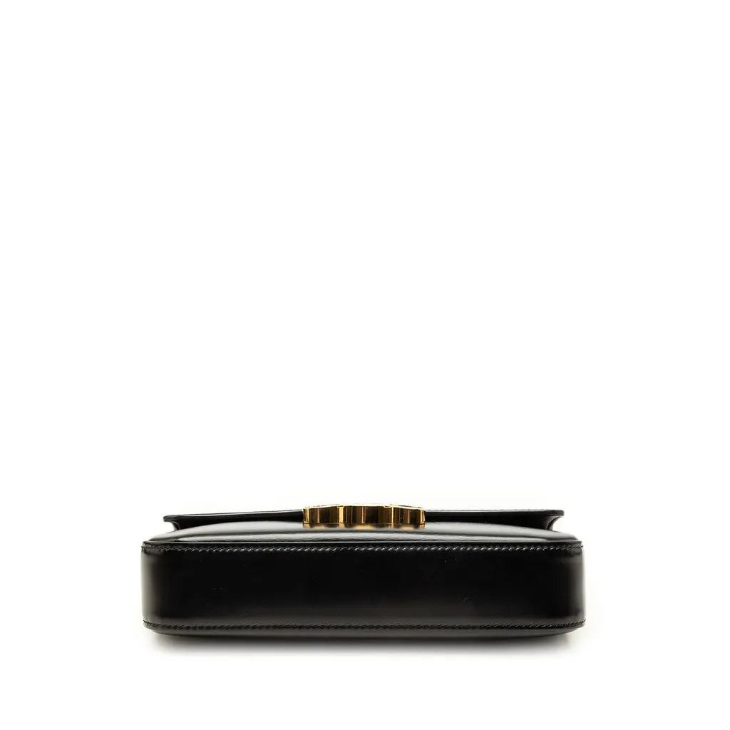 Celine Shiny Calfskin Claude Chain Shoulder Bag Black Leather Very good - Inside View