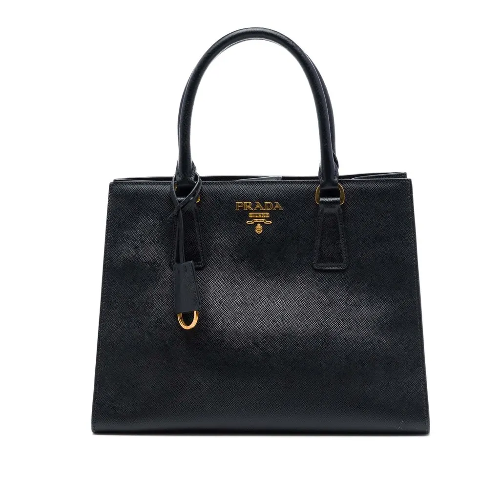 Prada Medium Saffiano Lux Open Convertible Tote Black Leather Very good - Front View