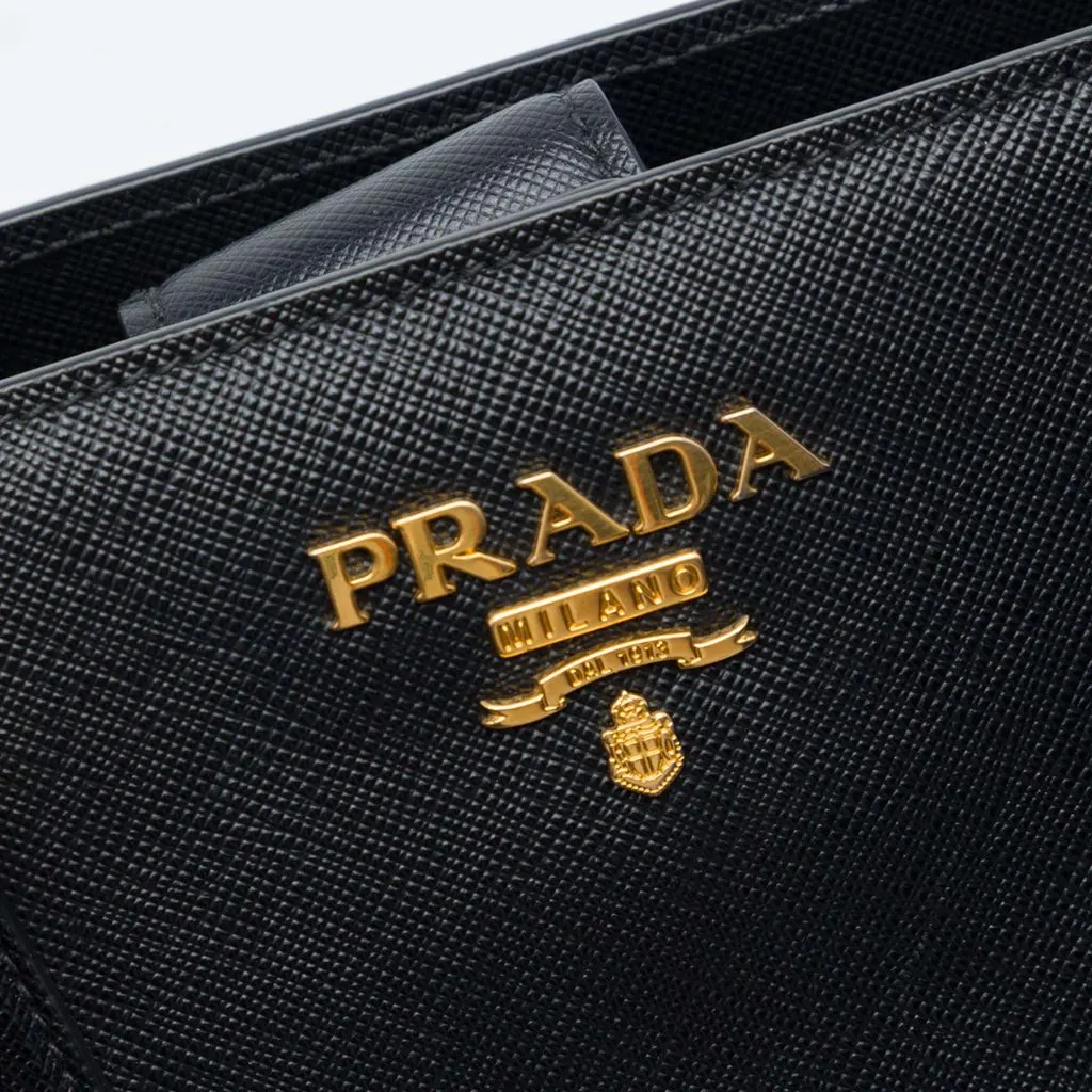 Prada Medium Saffiano Lux Open Convertible Tote Black Leather Very good - Box View