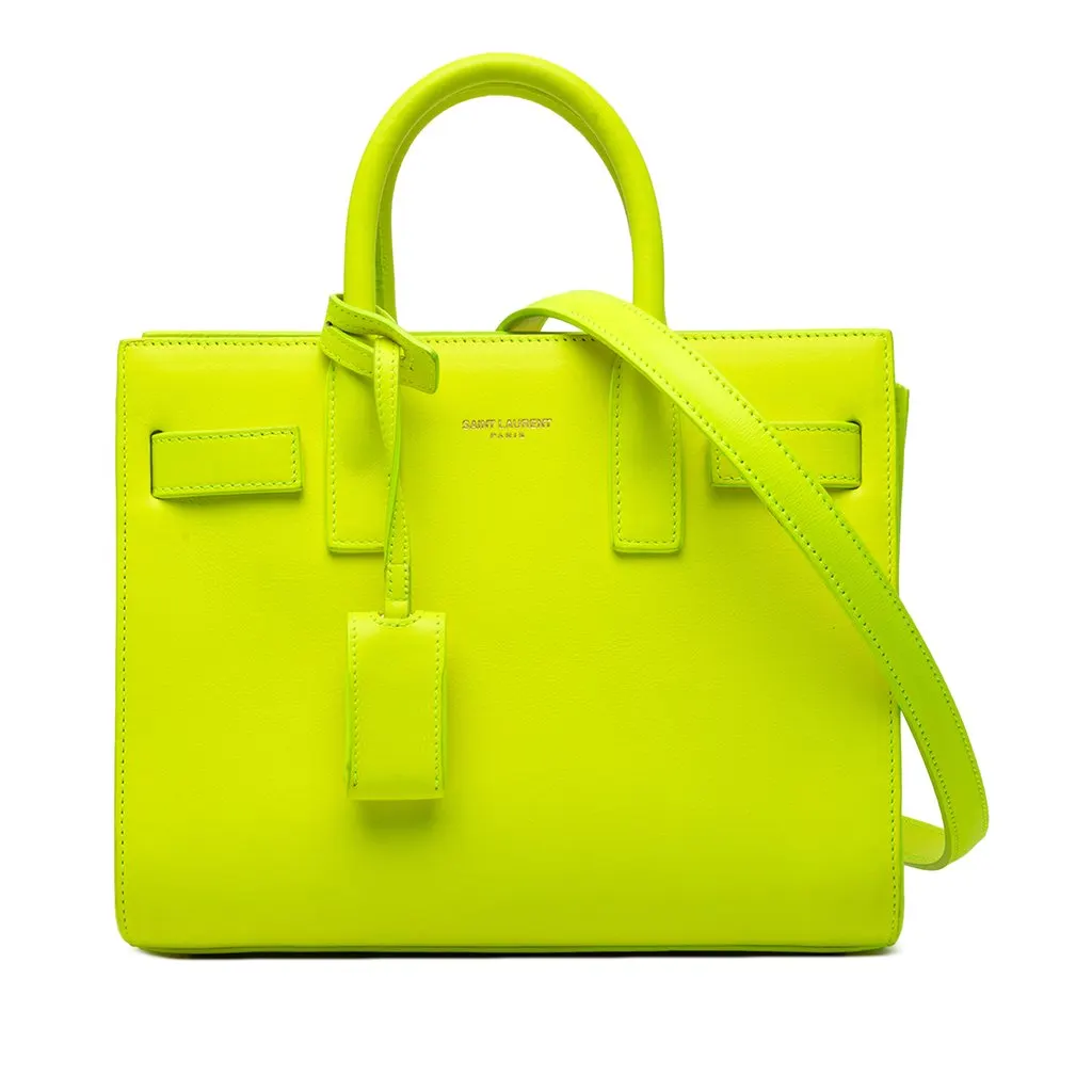 Saint Laurent Nano Leather Sac De Jour Satchel Yellow Leather Very good - Front View