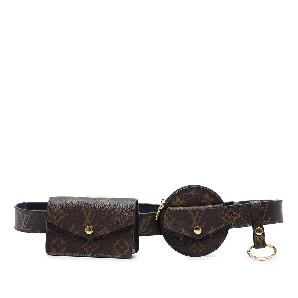 Louis Vuitton Monogram Daily Multi Pocket 30mm Belt Brown Canvas Good - Front View