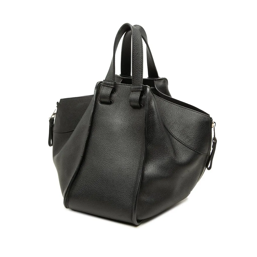Loewe Small Leather Hammock Satchel Black Leather Good - Back View