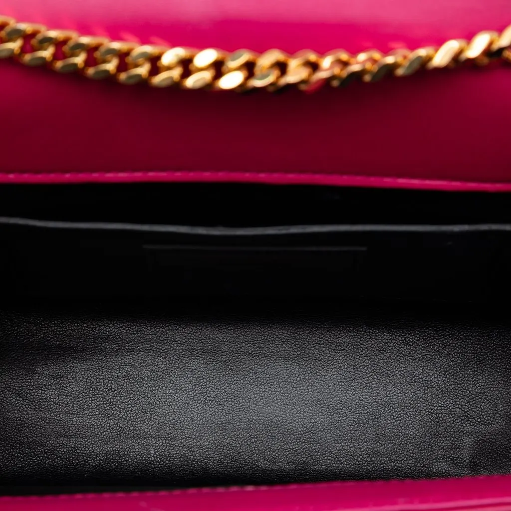 Saint Laurent Small Chevron Calfskin Monogram Envelope Bag Pink Leather Very good - Model View