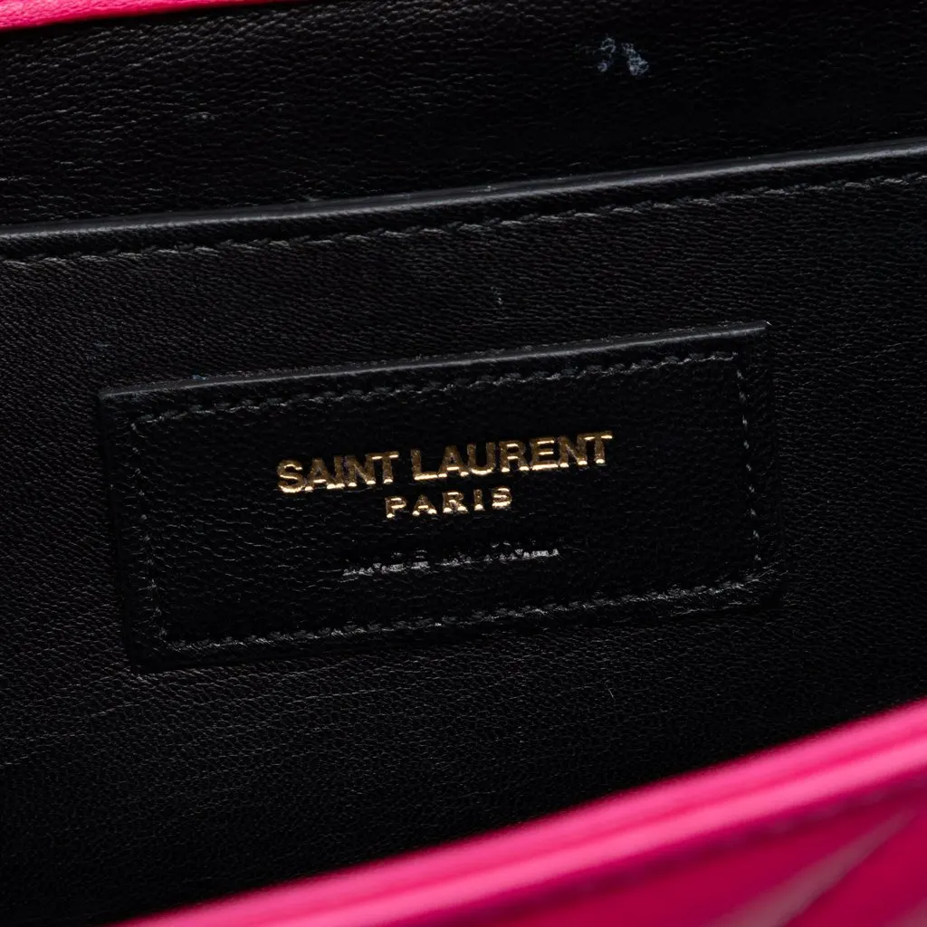 Saint Laurent Small Chevron Calfskin Monogram Envelope Bag Pink Leather Very good - Box View