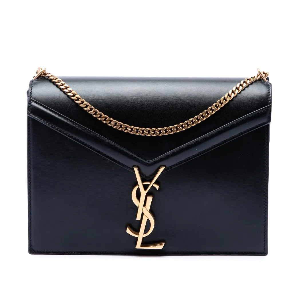 Saint Laurent Smooth Calfskin Monogram Cassandra Clasp Bag Black Leather Very good - Front View