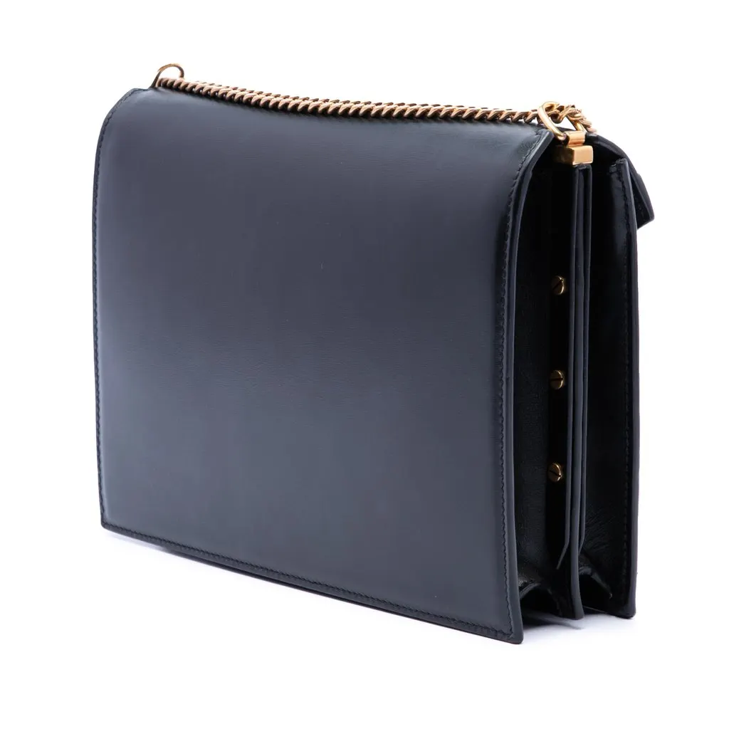 Saint Laurent Smooth Calfskin Monogram Cassandra Clasp Bag Black Leather Very good - Back View