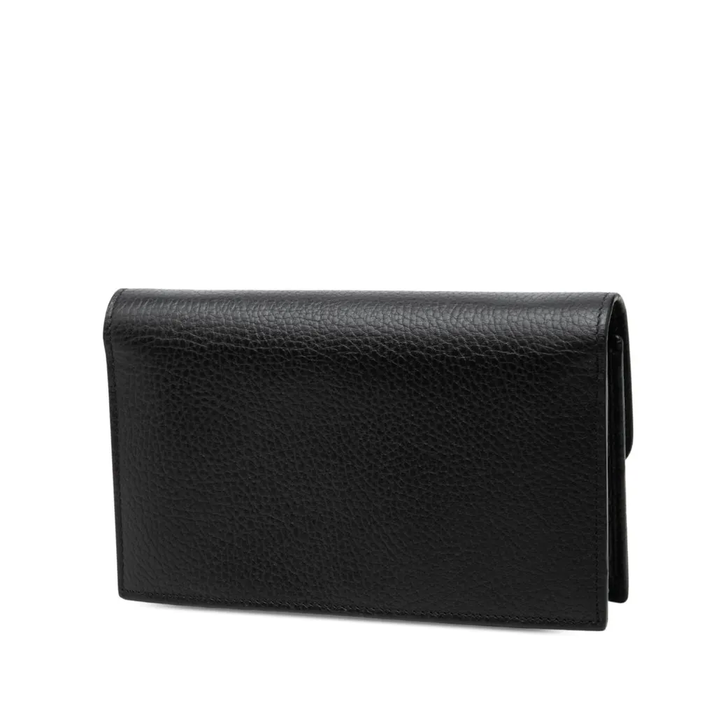 Gucci Dollar Calfskin Interlocking G Wallet on Chain Black Leather Very good - Back View