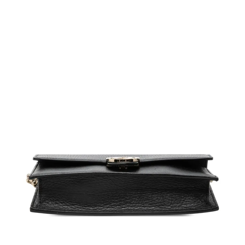 Gucci Dollar Calfskin Interlocking G Wallet on Chain Black Leather Very good - Inside View