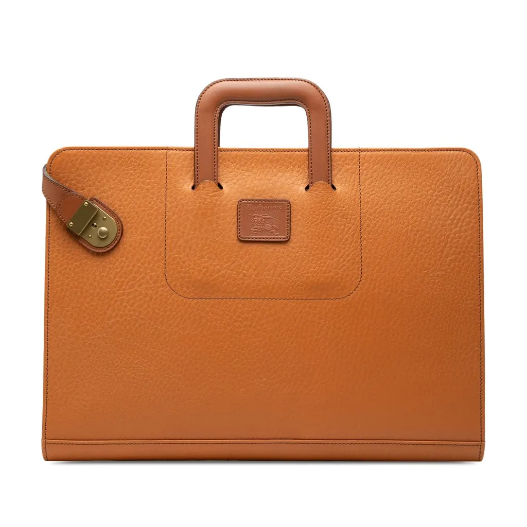 Burberry Leather Business Bag Brown Leather Good - Front View