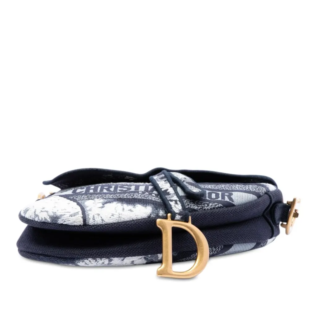 Dior Canvas Embroidered Tie Dye Saddle Bag Blue Very good - Inside View