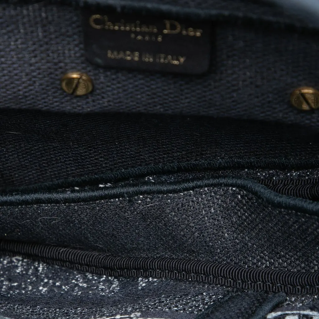 Dior Canvas Embroidered Tie Dye Saddle Bag Blue Very good - Model View