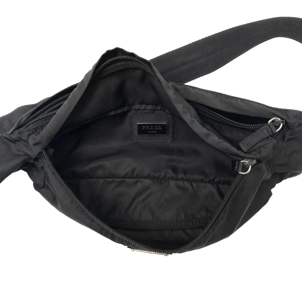 Prada Tessuto Belt Bag Black Good - Model View