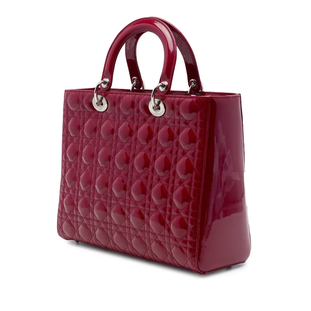 Dior Large Patent Cannage Lady Dior Red Leather Very good - Back View