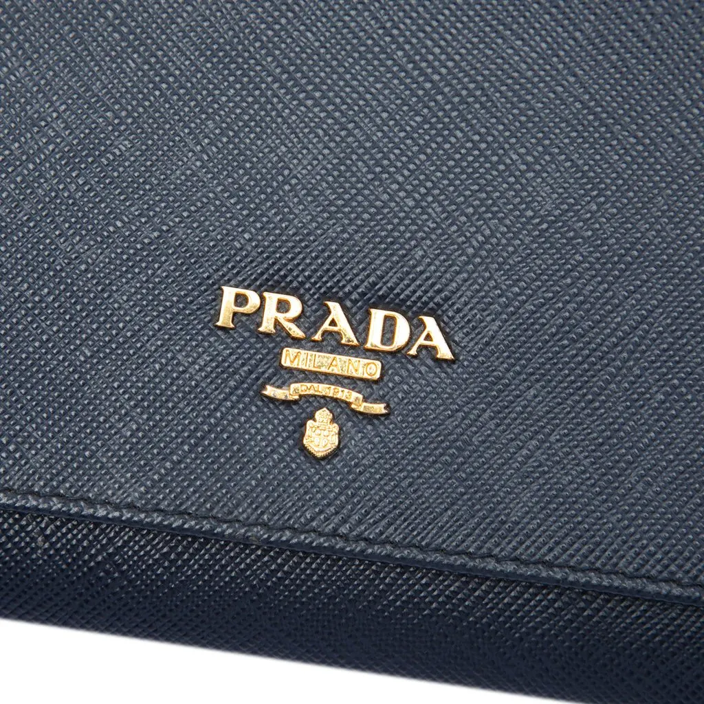 Prada Saffiano Lux Wallet On Chain Blue Leather Very good - Box View