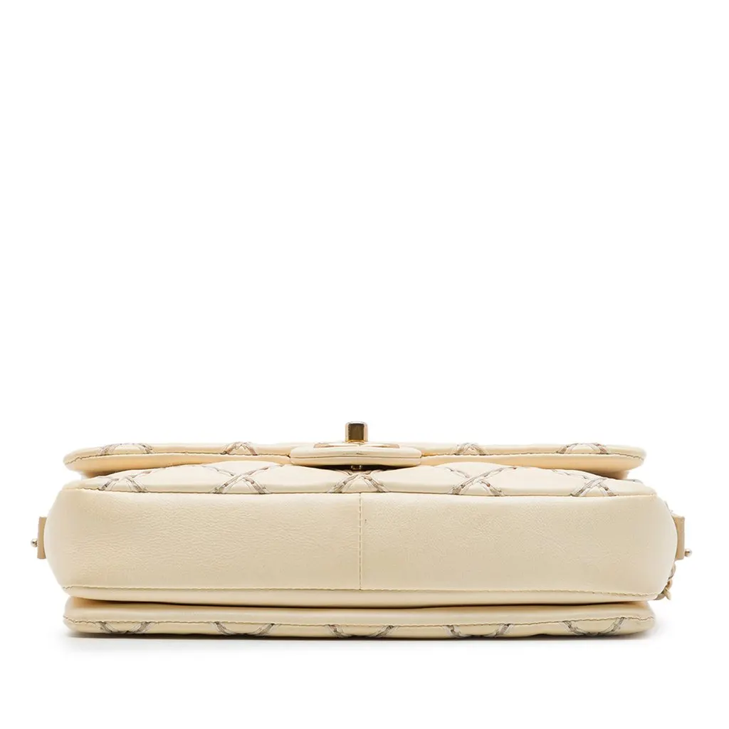 Chanel CC Quilted Calfskin Wild Stitch Flap Beige Leather Very good - Inside View