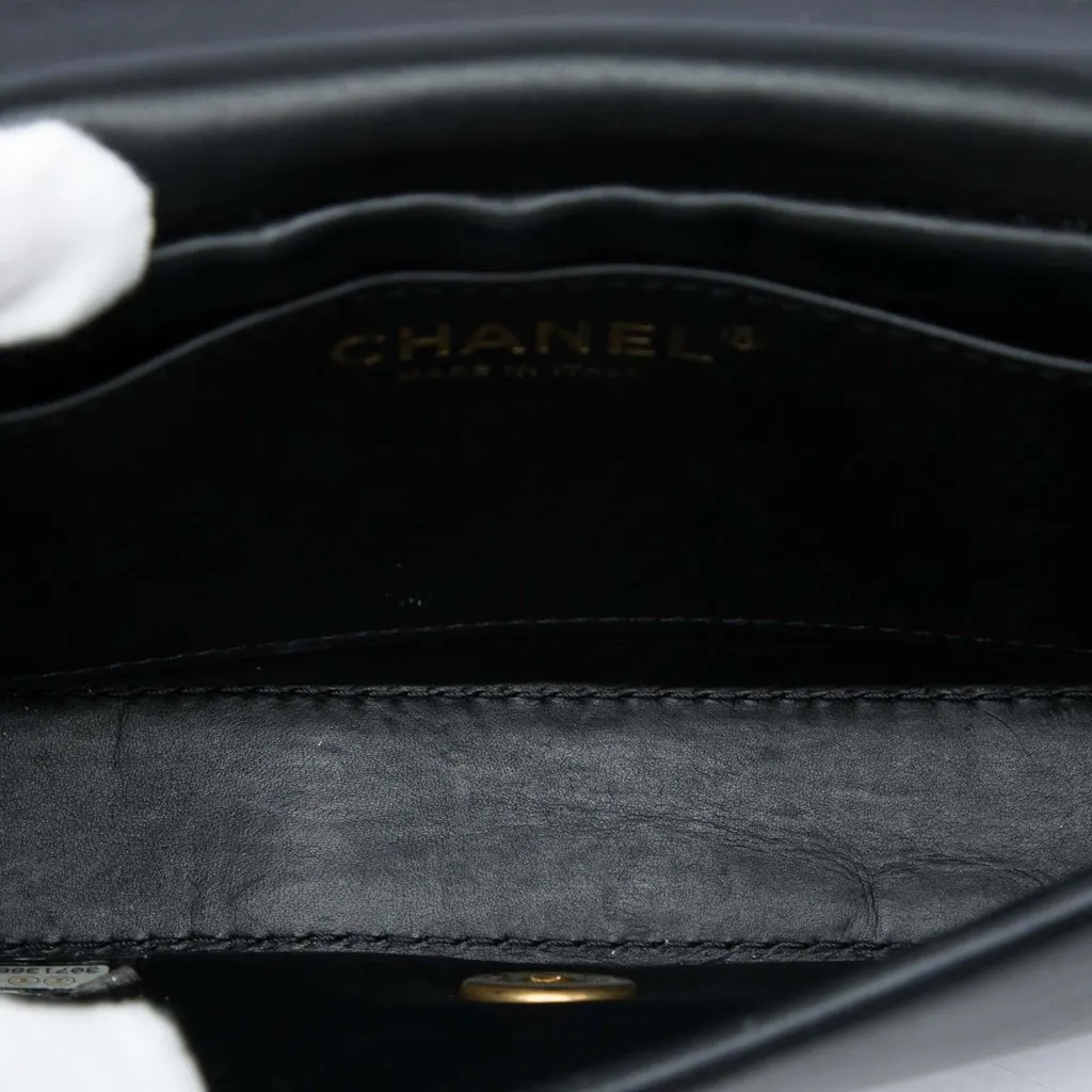 Chanel Mini Quilted Calfskin Nailed CC Flap Black Leather Very good - Model View