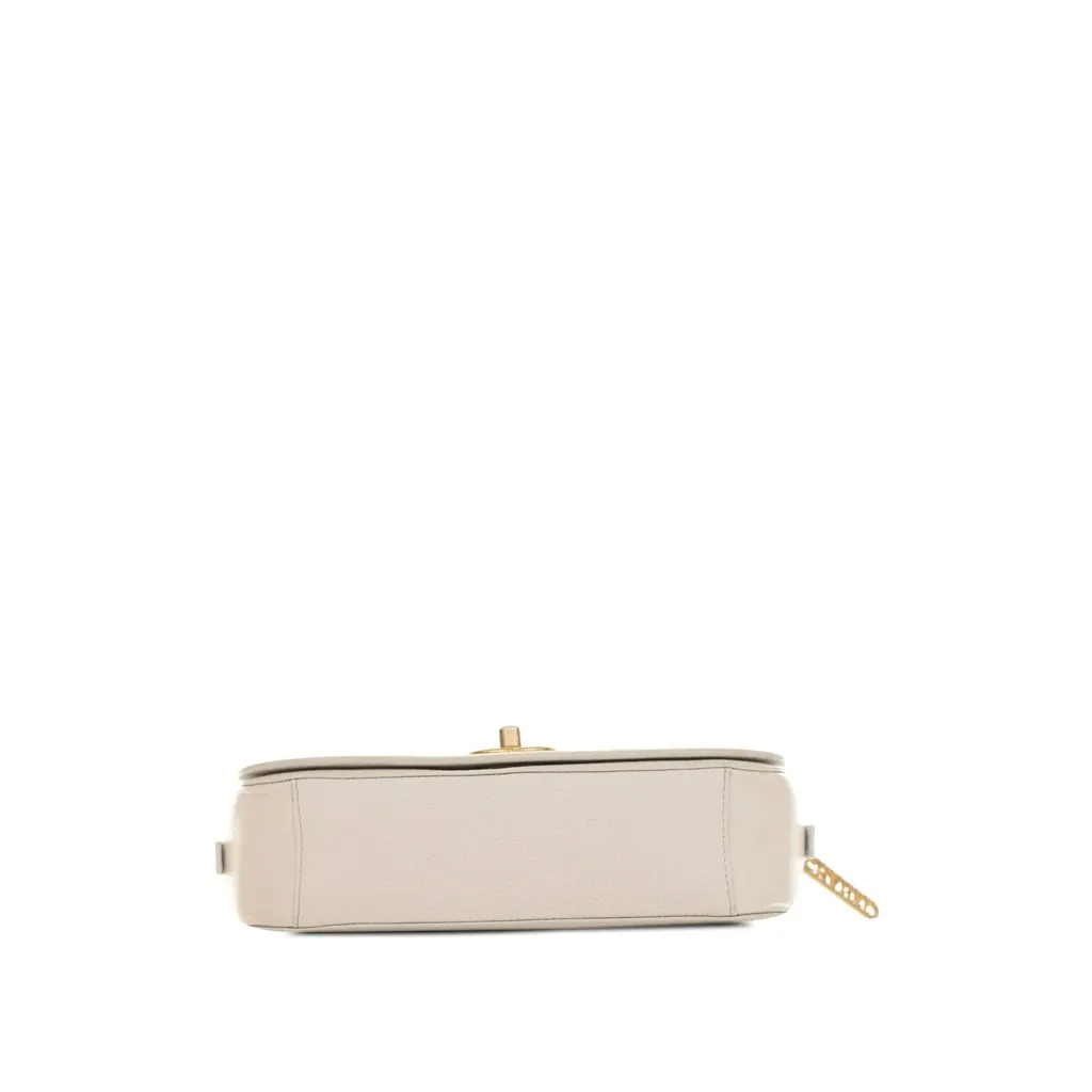 Chanel CC Quilted Caviar Turnlock Full Flap White Leather Good - Inside View