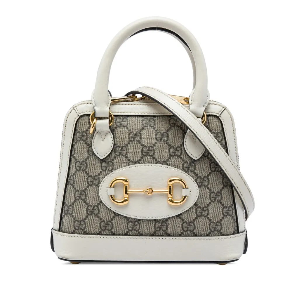 Gucci Mini GG Supreme Horsebit 1955 Top Handle Bag Beige Canvas Very good - Front View