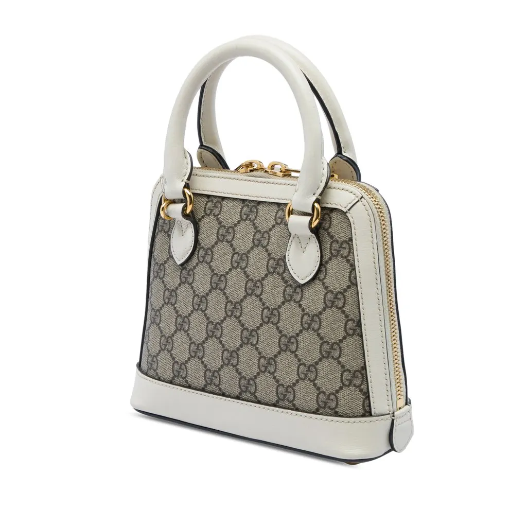 Gucci Mini GG Supreme Horsebit 1955 Top Handle Bag Beige Canvas Very good - Back View