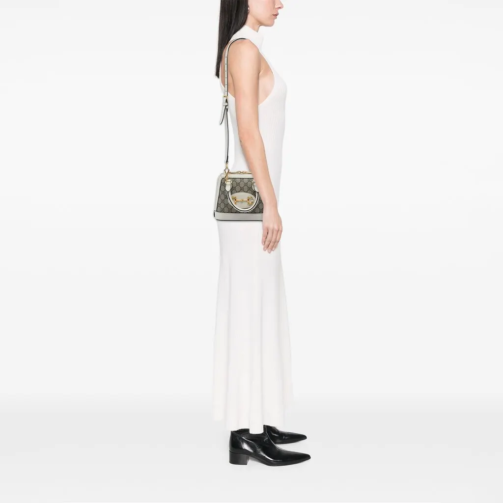 Gucci Mini GG Supreme Horsebit 1955 Top Handle Bag Beige Canvas Very good - Box View
