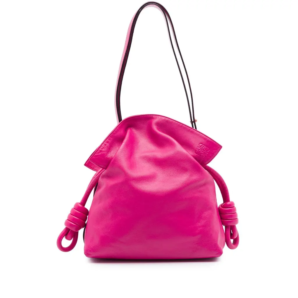 LOEWE Medium Nappa Flamenco Knot Shoulder Bag Pink Leather Very good - Front View