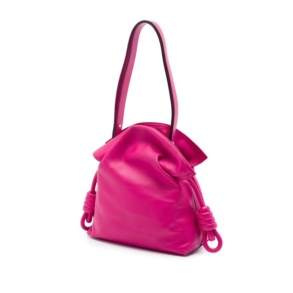 LOEWE Medium Nappa Flamenco Knot Shoulder Bag Pink Leather Very good - Back View