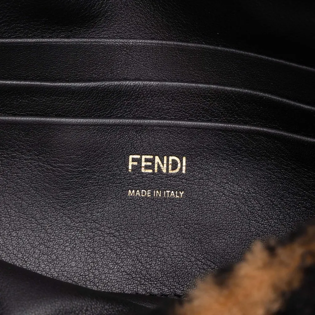 Fendi Mini Zucca Shearling Baguette Satchel Brown Fur Very good - Box View