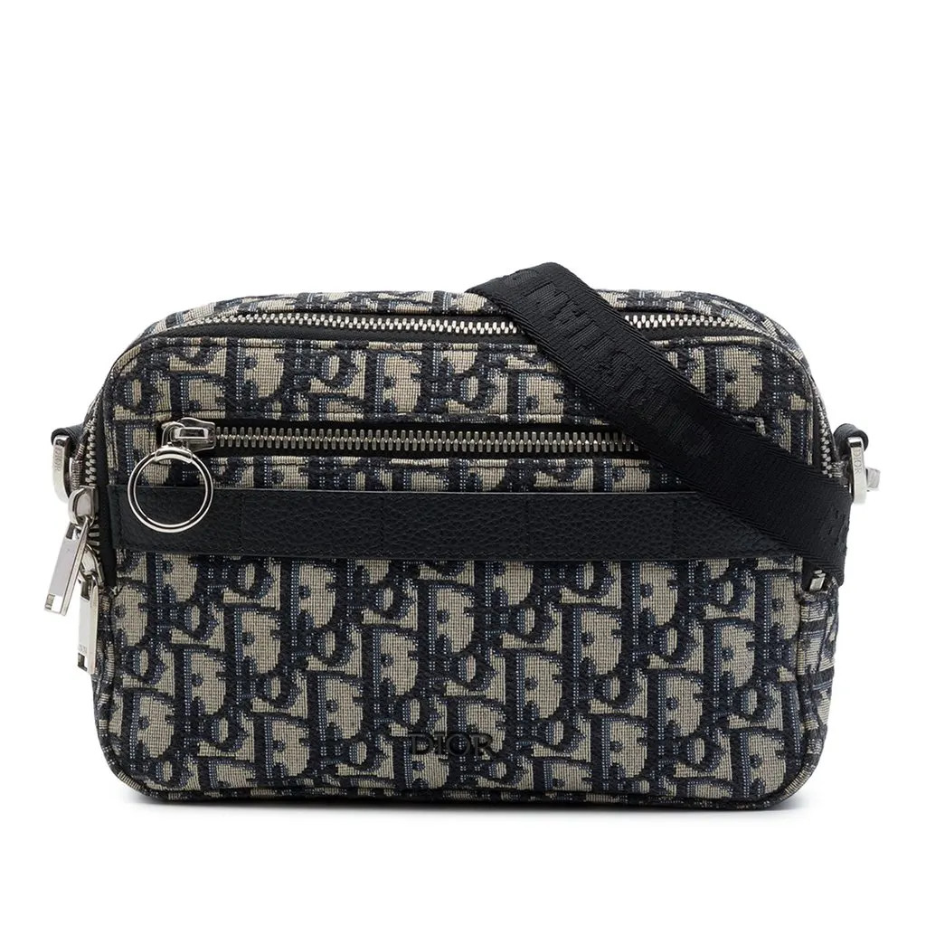 Dior Mini Oblique Canvas Safari Crossbody Blue Canvas Very good - Front View