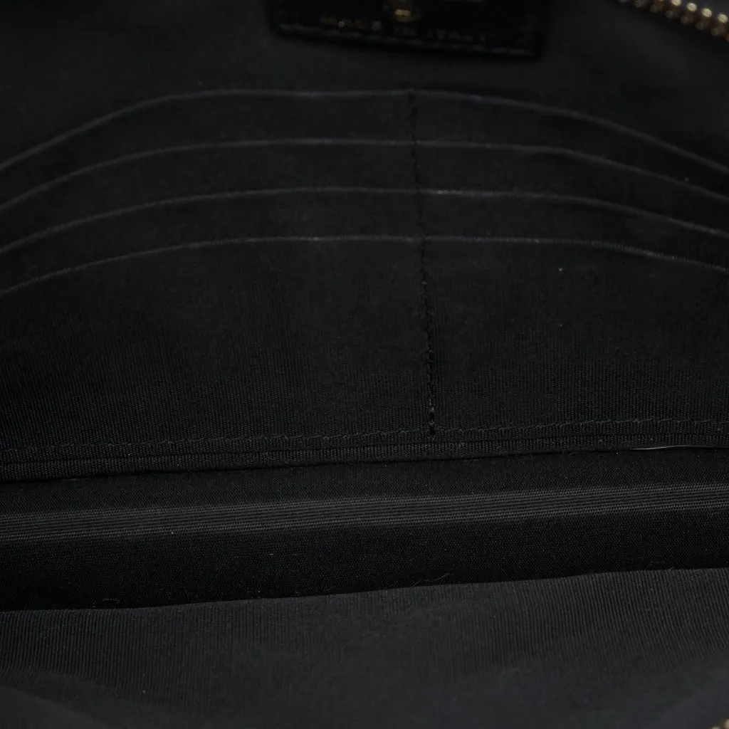 Chanel Large Quilted Tweed PVC Logo Wristlet Clutch Black Very good - Model View