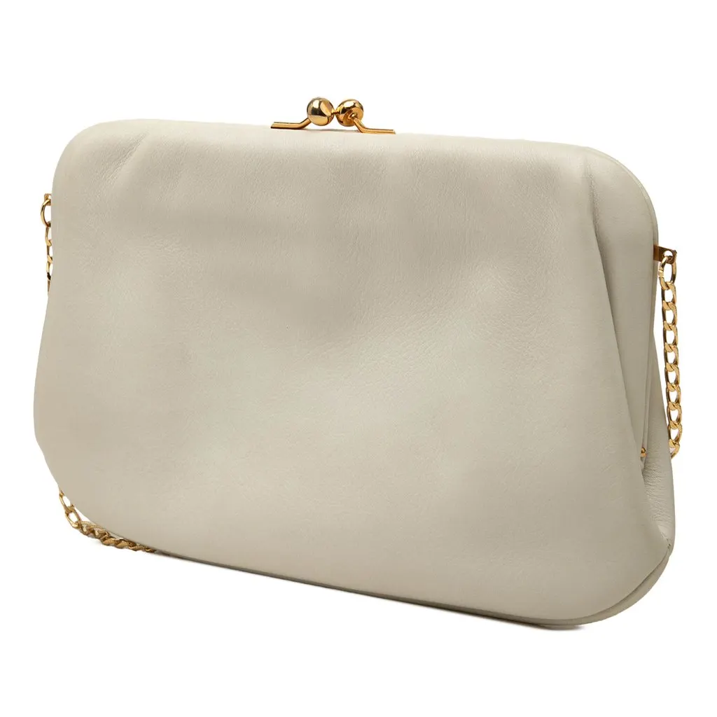 Celine Leather Frame Chain Shoulder Bag White Leather Very good - Back View