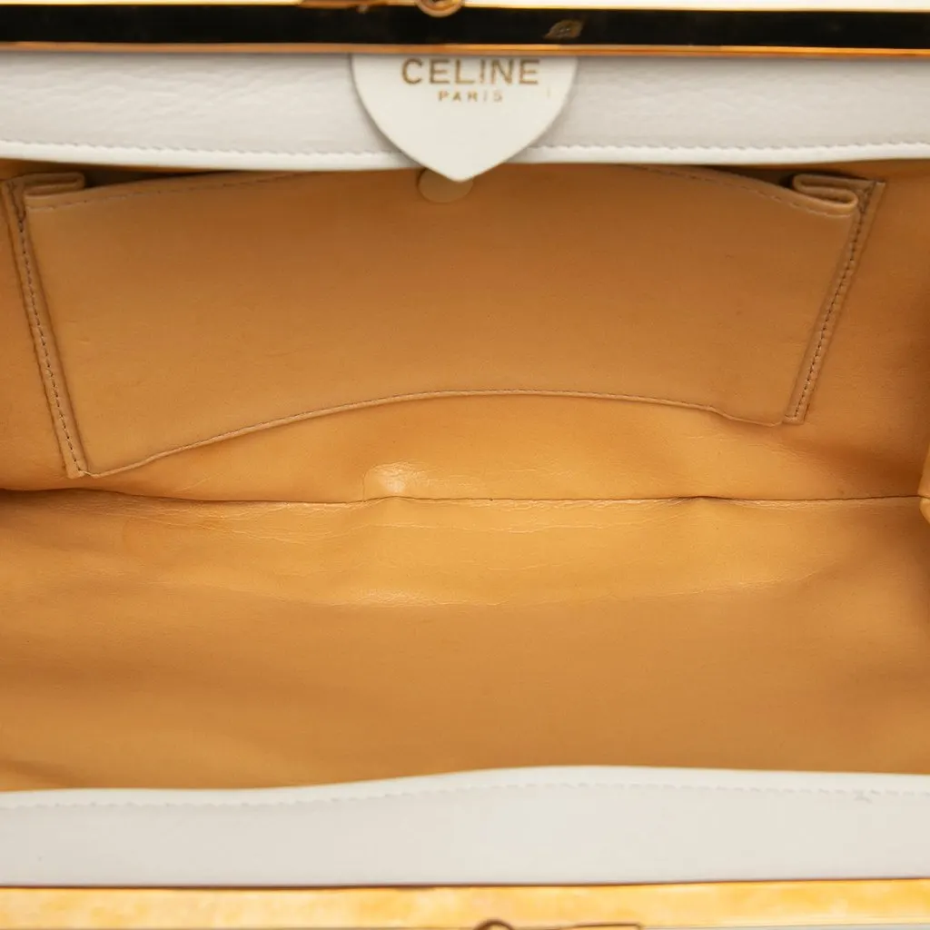 Celine Leather Frame Chain Shoulder Bag White Leather Very good - Model View