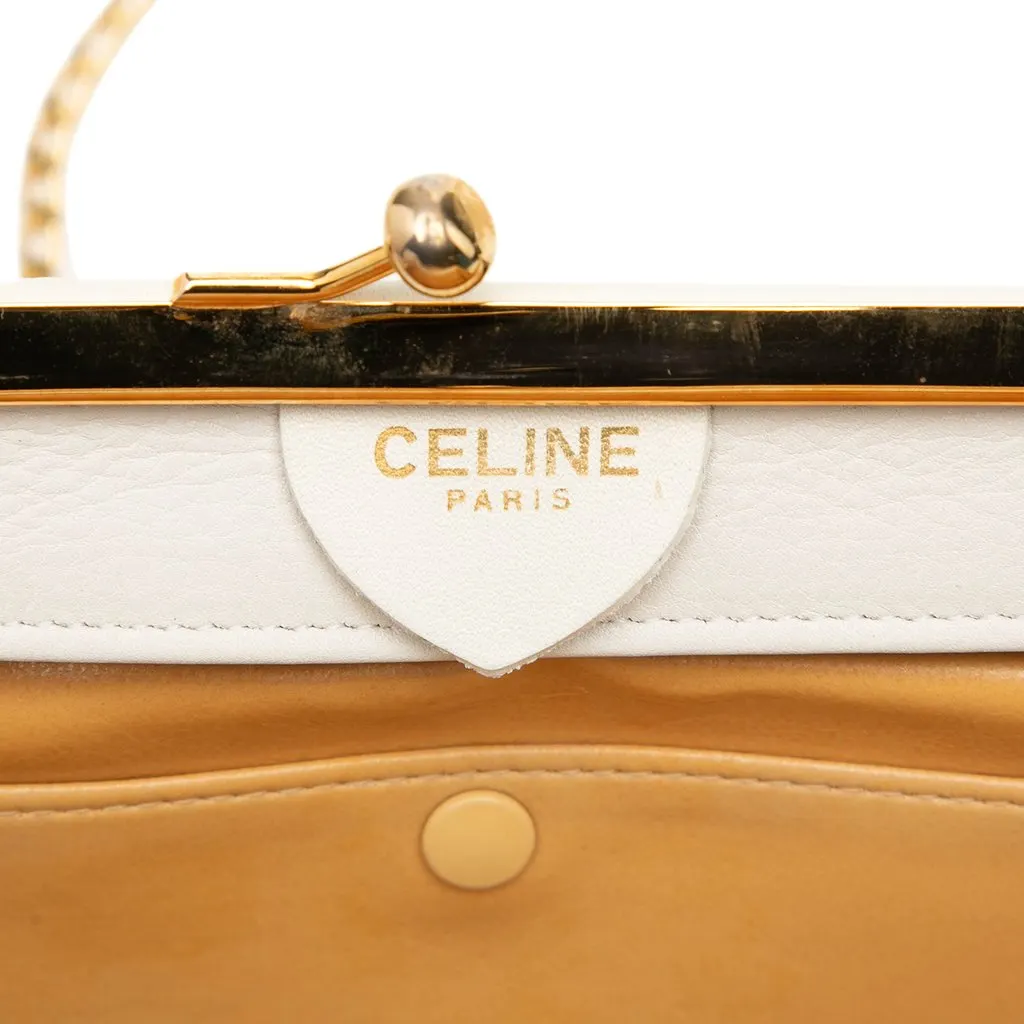 Celine Leather Frame Chain Shoulder Bag White Leather Very good - Box View