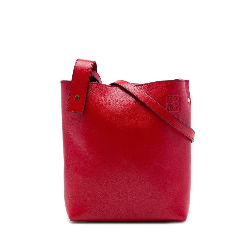 Loewe Grained Leather Anagram Asymmetric Crossbody Red Leather Very good - Front View