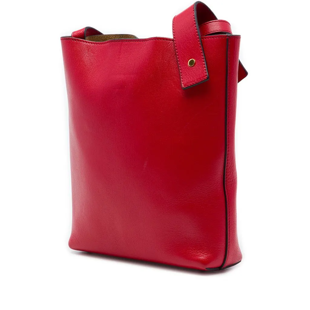 Loewe Grained Leather Anagram Asymmetric Crossbody Red Leather Very good - Back View