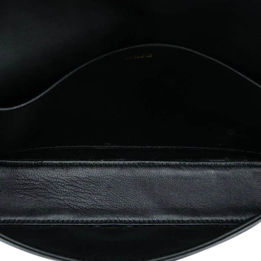 Celine Shiny Calfskin Triomphe Claude Shoulder Bag Black Leather Very good - Model View