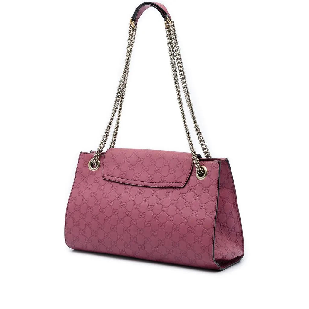 Gucci Large Guccissima Emily Shoulder Bag Pink Leather Good - Back View