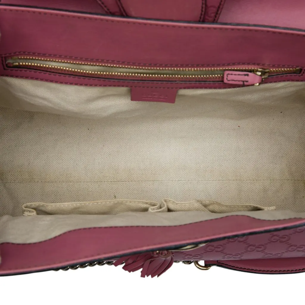 Gucci Large Guccissima Emily Shoulder Bag Pink Leather Good - Model View