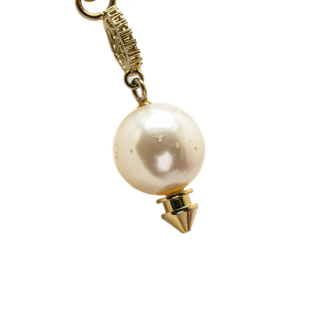 Gucci Gold Plated GG Faux Pearl Drop Pendant Necklace Gold Metal Very good - Back View
